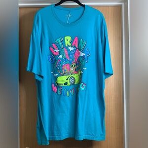 Outrank Blue Graphic T-Shirt with Colorful Neon Design.   Size-2X-Large